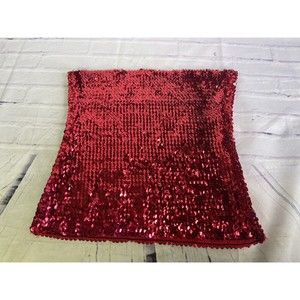Mystery House Red Sequin All Over Crop Cropped Sleeveless Top Womens Juniors XL